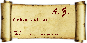 Andrae Zoltán névjegykártya