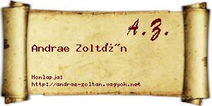 Andrae Zoltán névjegykártya